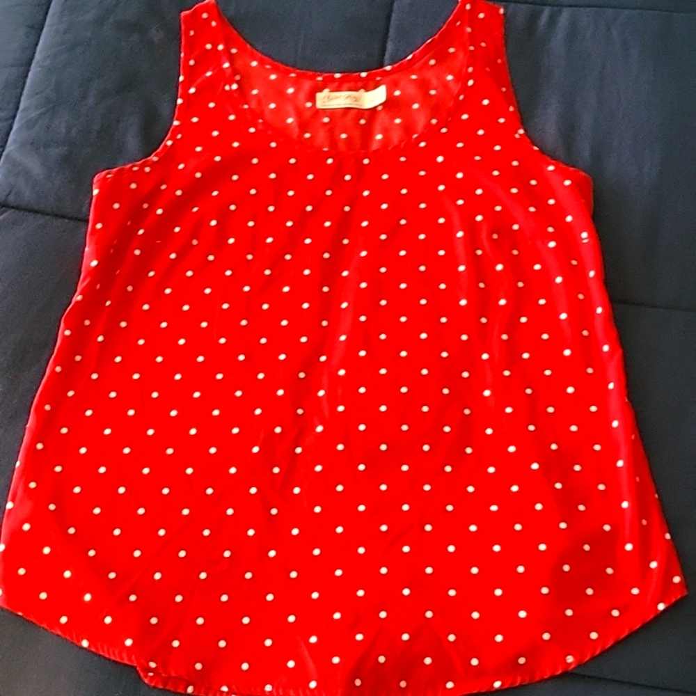 Faded Glory Polka Dot Red Tank size small